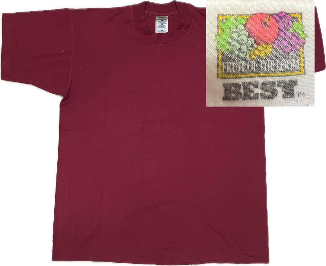 

[USED] 90s Fruit of the Loom Burgundy T-Shirt, Single Size