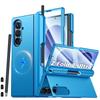 Phone Case with Included S Pen, Magnetic Ring and Hinge Protection, Hard Shell for Galaxy Z Fold 8 Ultra-Blue