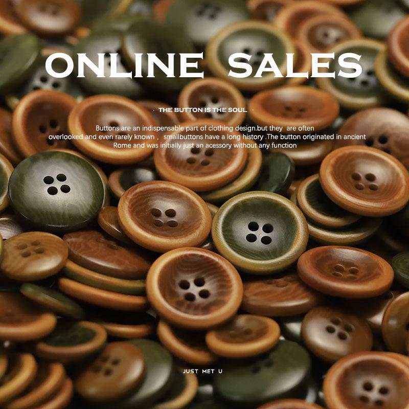 

Fruit Button Four Eyes Windbreaker Suit Decorative Button Jacket Knitted Cardigan Sweater Fur Coat Button 1 #[fruit burning black concave army green] 15mm
