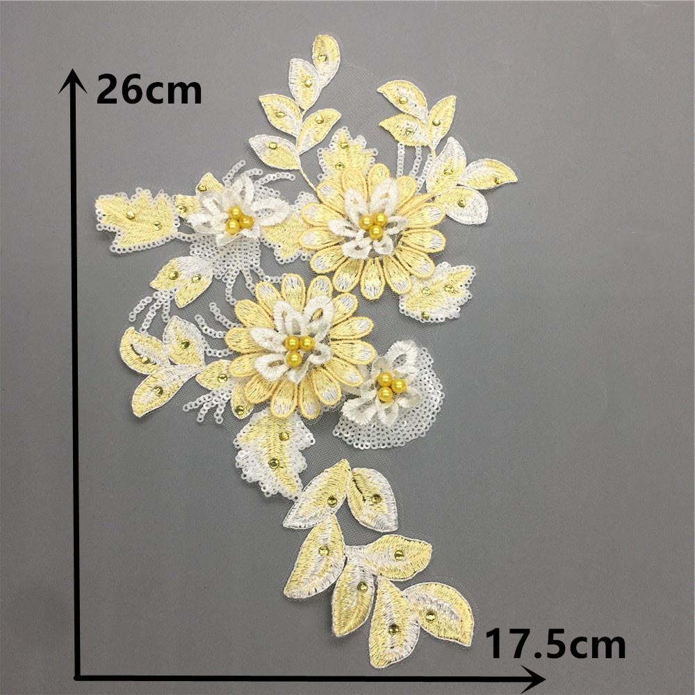 Lace Sequined Lace Collar Three-Dimensional Flower Imitation Pearl Embroidery Diy Decorative Dress Clothing Decal Accessories