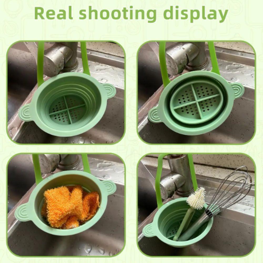 Durable Silicone Silicone Strainer Basket Reusable Multi-functional Sink Colander Self-Cleaning Blue Green Pink