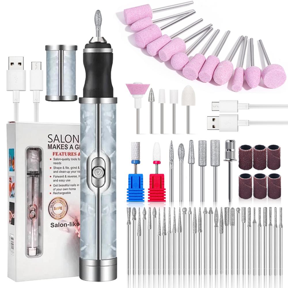 LINMANDA Rechargeable Electric Nail Grinder Nail Polishing Machine Portable Mini Electric Driil Pedicure Kit for Home Salon