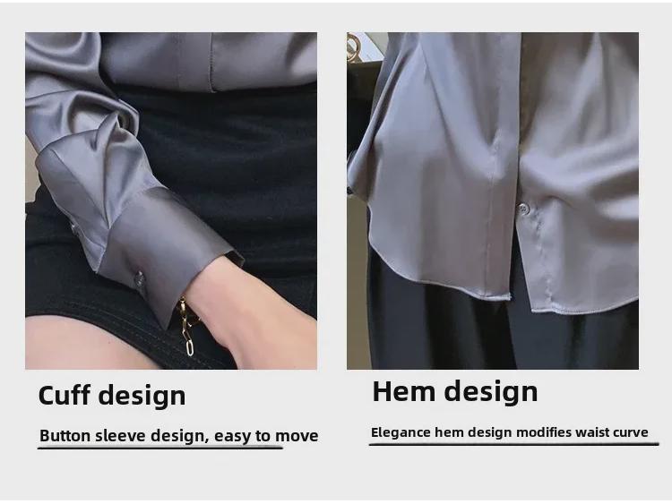 Nové jarní saténové košile s dlouhým rukávem z šifonu: Elegantní hongkongský styl pro ženy