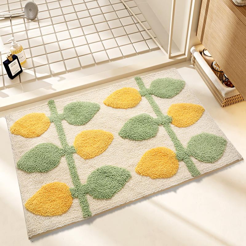 

Маленький свежий домашний коврик для пола в ванной комнате, коврик с сильным водопоглощением и противоскользящим покрытием, быстросохнущий флокированный коврик для ног 40*60cm