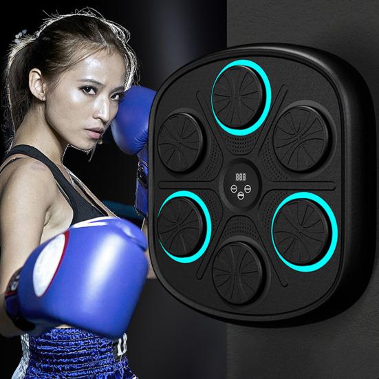 Smart Music Boxing Machine Wall Mounted Speed Modes Adjustable Electronic LED Boxing Training Target Punching Pad Home Gym Workout Equipment