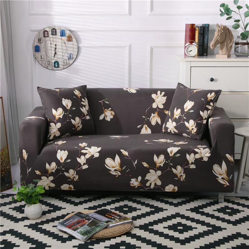 Square Printed L-shape Chaise Longue Sofa Covers for Living Room Sofa Protector Anti-dust Elastic Stretch Covers for Corner Sofa