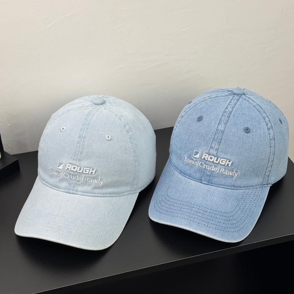 Fashion Hat Washed Denim Cotton Baseball Cap Blue Letter Embroidered Soft Top Cap Retro Trend Small Shade