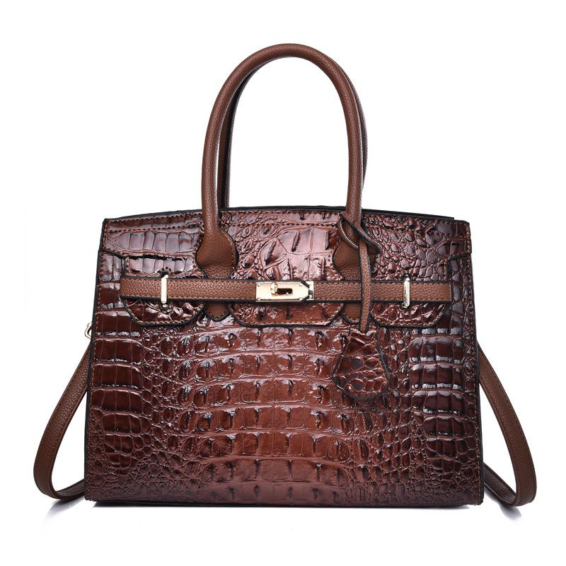 Retro Handtasche Damen neue großvolumige Krokodilmuster Tragetasche Platin Tasche Muttertasche Schulter Umhängetasche