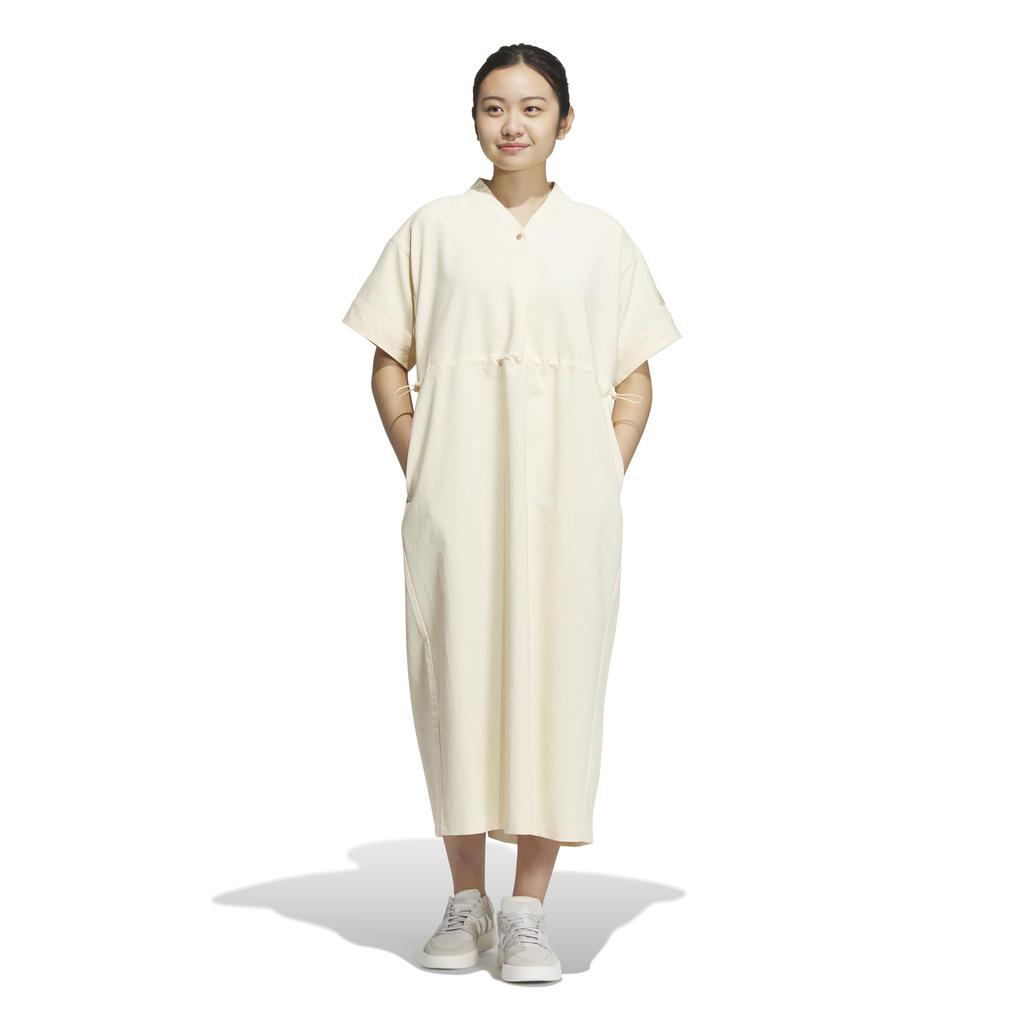 Adidas Lux AD Woven Short Sleeve OP Dress KQD75 Warm Vanilla Women's (JN9987)