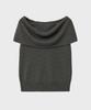 NOIRER FOR WOMAN Linen Off-Shoulder Knit (Charcoal)