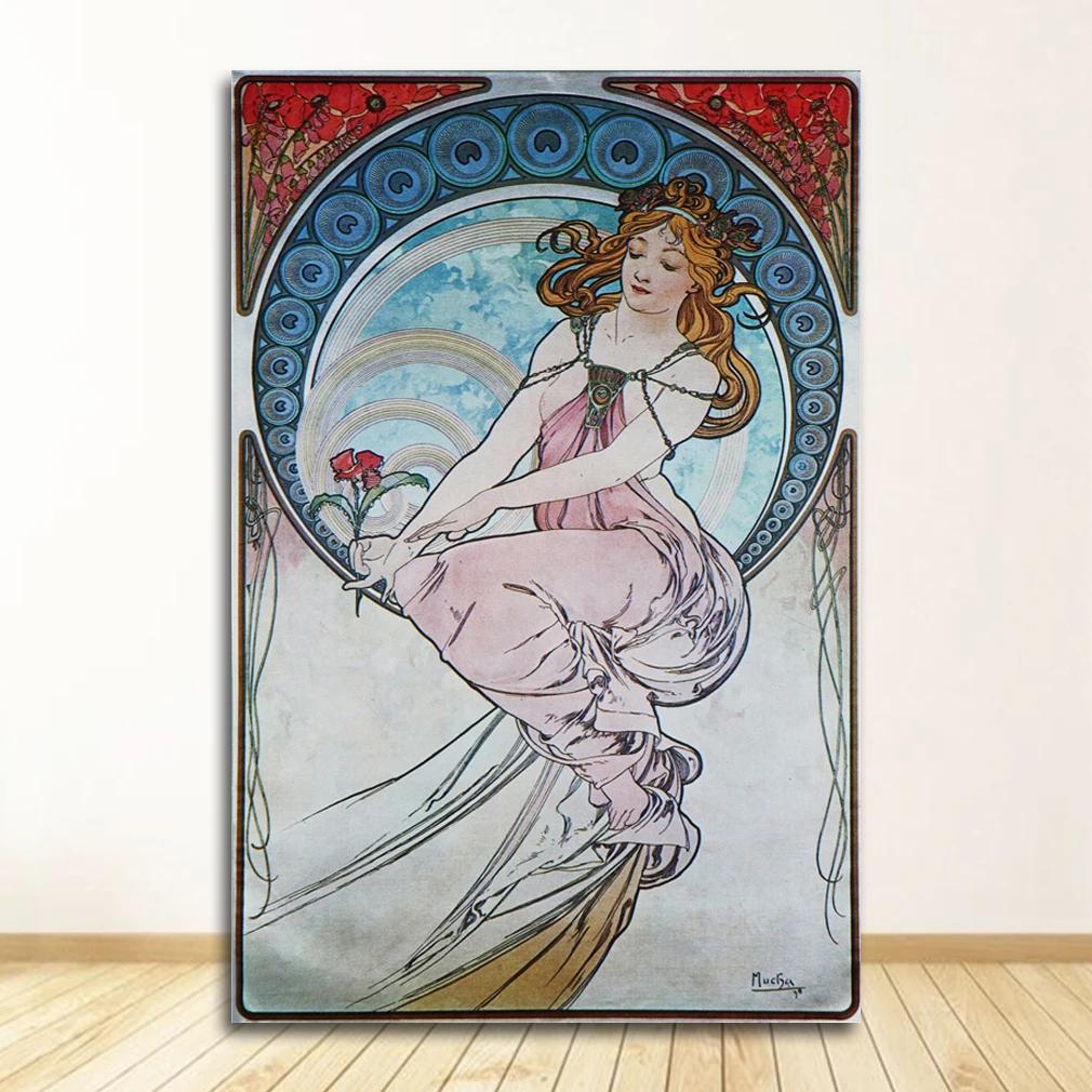 Vintage Alphonse Mucha Classic Artwork Nouveau Art Poster and Prints Canvas Painting Wall Art Pictures for Home Room Decor