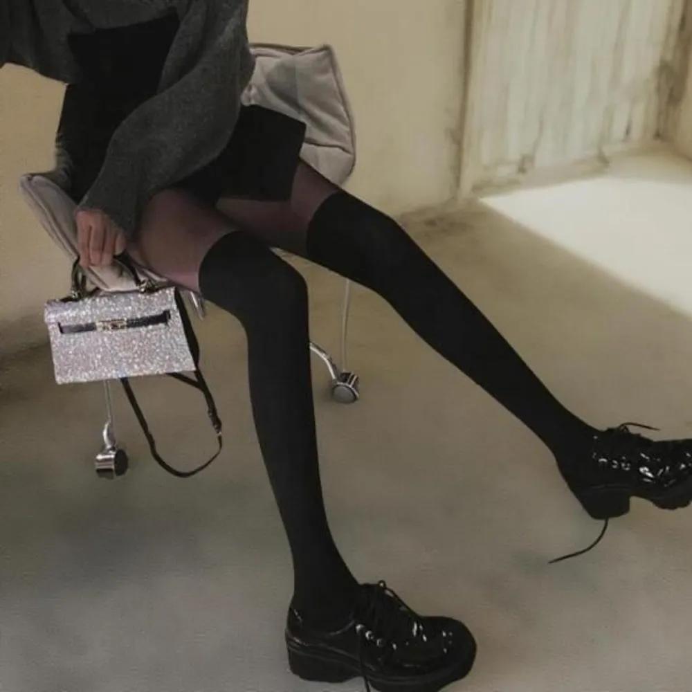 Women s compression stockings slim fit two-tone long knee socks FREE