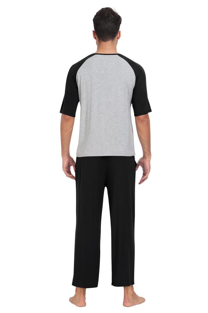 MoFiz Sommer Loungewear Kurzarm Oberteil und Hose Lockerer Schnitt Sweatshirt mit Weich und Atmungsaktiv und Übergrößen Perfektes Geschenk Herren Set, Taschen,