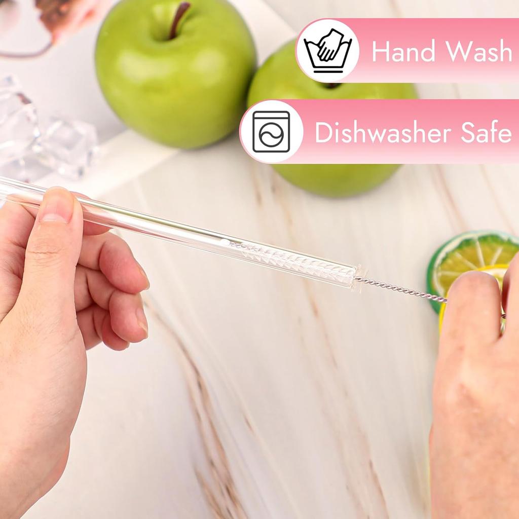 Straw Glass Straw Reusable Clear Bent Cute Straws for Drinking Smoothie Cocktail Shakes Beverages