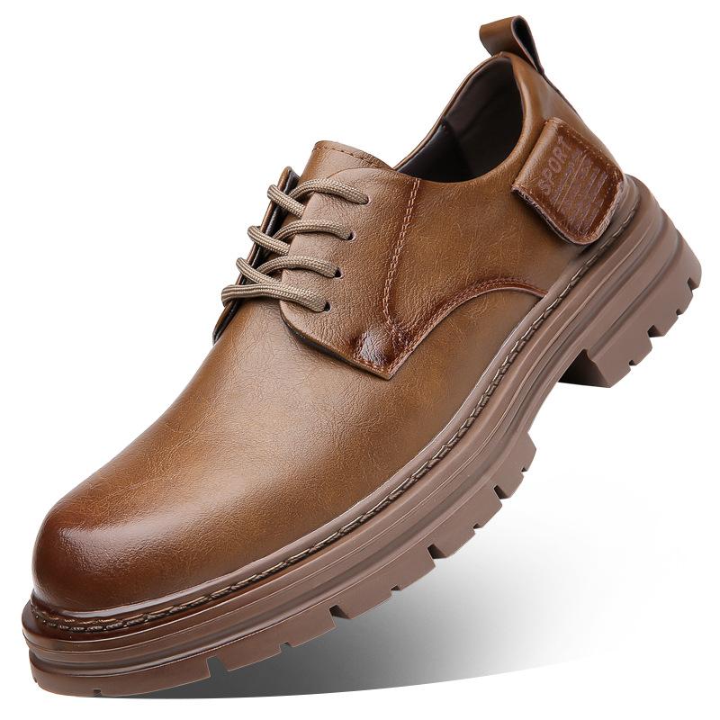 Men's shoes 2025 autumn and winter new casual British cowhide leather shoes low-top tooling Martin boots trendy shoes men