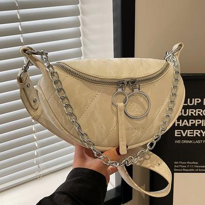 Fashion Chains Shoulder Bag for Women High-Grade Sense PU Leather Summer Crossbody Bag Lady Casual Underarm Pack
