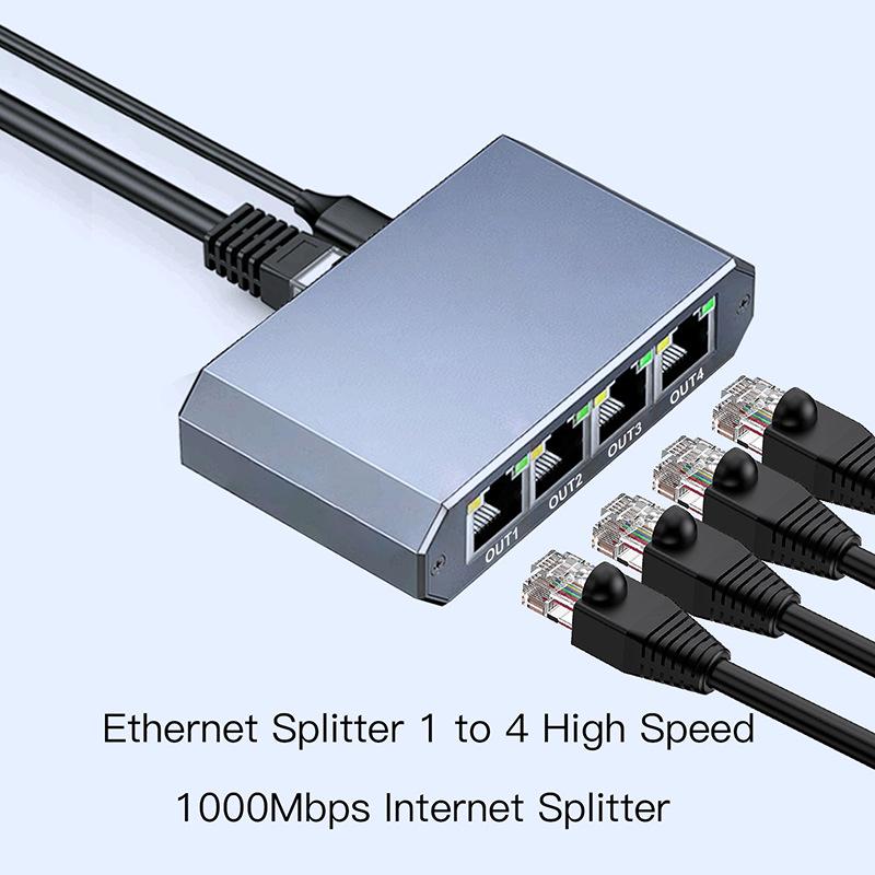 1000 Mbps Gigabit Network Switch Splitter: 1-In-2-Out and 1-In-4-Out
