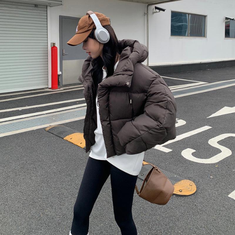 

Зимняя теплая хлопковая одежда Утолщенная Свободная Корейское зимнее пальто Хлопковая одежда L темно-коричневого