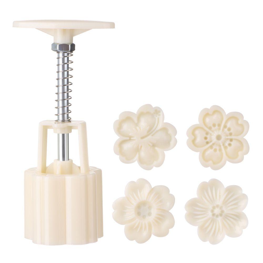 Moon Cake Tool Hand Pressure Fondant Mooncake Mold Set Flower Mooncake Mold 50g Mid Autumn Festival