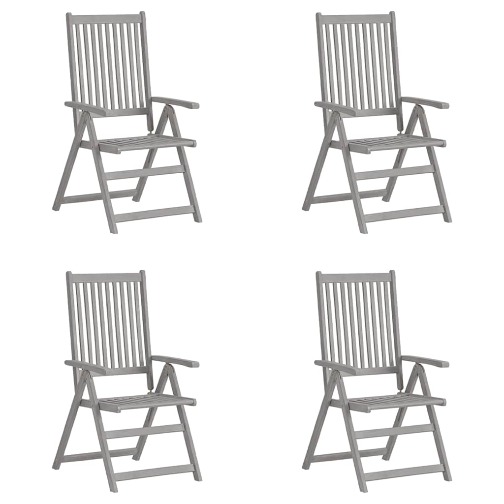 vidaXL Verstellbare Gartenstühle 4 Stk. Grau Massivholz Akazie