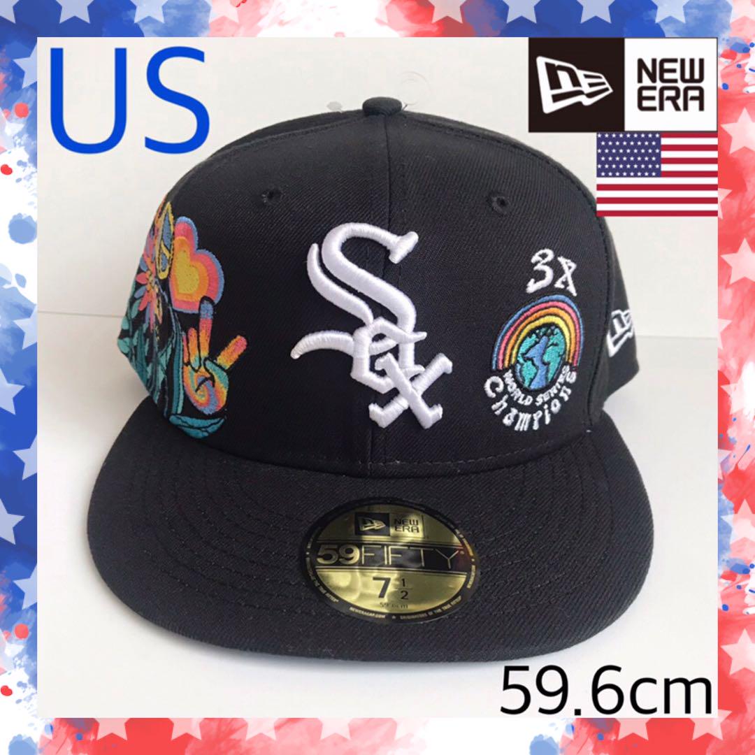 

[USED] Rare New Era White Sox USA Black Cap, 59.6cm