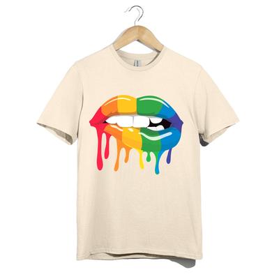 T-shirt Unisexe Lèvres Coulantes Arc-en-ciel Fierté LGBT Graphique Coloré Cadeau Festival