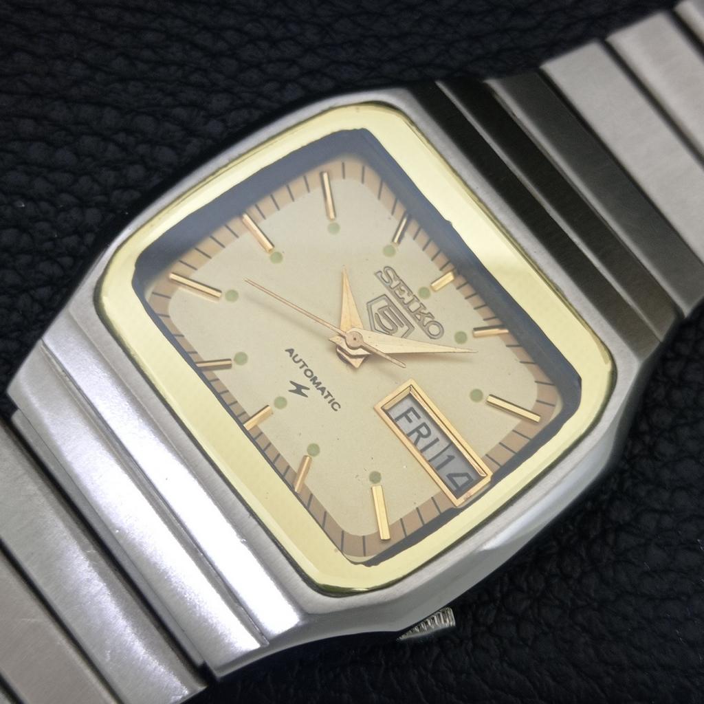 GENUINE VINTAGE SEIKO 5 AUTOMATIC JAPAN MENS GOLDEN COLOR DIAL WATCH A709193-1