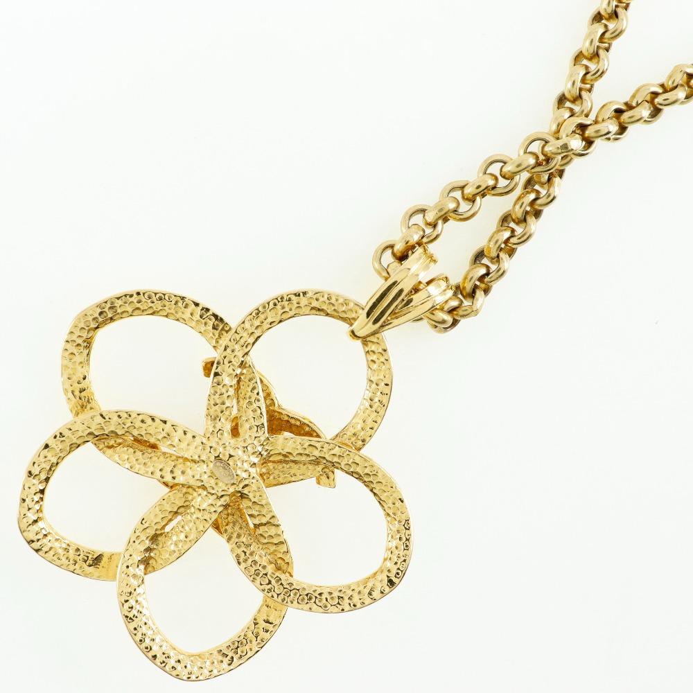 Chanel COCO Mark Flower Necklace Turn Lock Vintage Gold Plated Gold Flour 130g Women Used