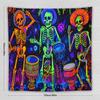 CJSLIFEART Blacklight Skull Tapestry Percussion Small Concert Fluorescent Starry Sky Bedroom Tapestry Background Wall Decoration