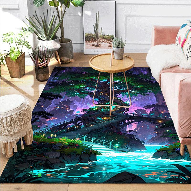 1pc Tree of Life Print, Design Indoor Area Rug - Soft, Anti-Slip, and Durable Gaming Room Decor for Bedroom, Living Room