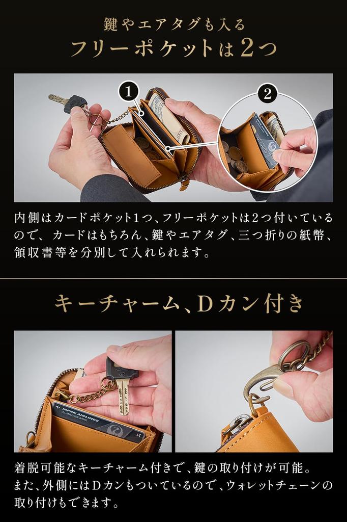 Kameto Tasche Echtes Leder Münz-Mini-Portemonnaie aber Groß und Kompakt Touchscreen-Zahlung Akzeptiert Perfekt für den Weg zur Arbeit Handgefertigt aus Artisan Crazy