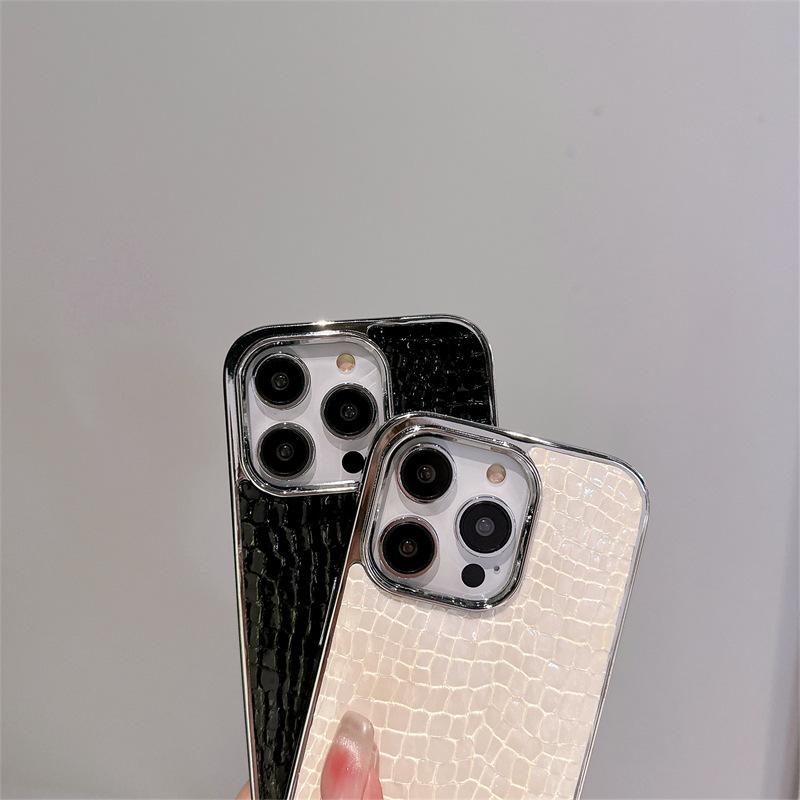 Padrão Crocodilo Brilhante para Capa de Celular Apple 16 Galvanoplastia IPhone15 Luxo 14Promax Celebridade da Internet Capa Rígida 16