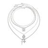 European and American Hip-hop Ins Diamond Cross Pendant Necklace Cold Style Metal Tag Snake Bone Chain Necklace