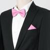 [Allegra K] Necktie, Bow Tie, Pocket Square 3-Piece Set, Narrow Tie (6cm), Solid Color, for Weddings and Formal Occasions, Men's, Pink, Free Size