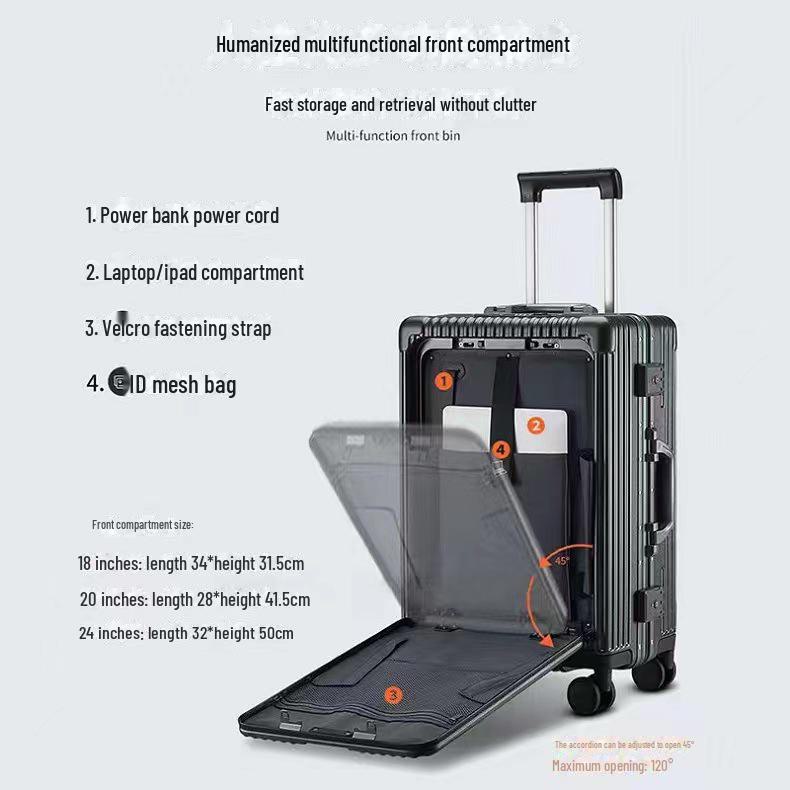 Multi-Purpose Business Trolley Suitcase with Laptop Compartment and Cup Holder