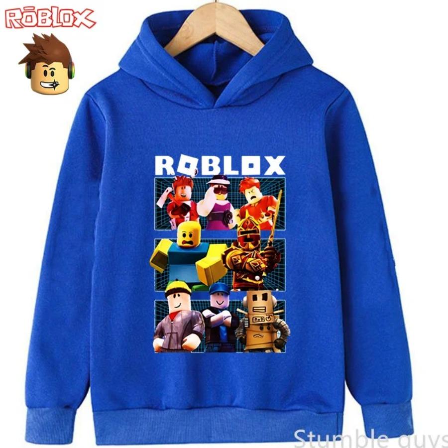 Moletom de Outono Roblox para Crianças 3-12A Moda com Capuz Estampa 3D de Personagem de Jogo Roupas Esportivas Casuais para Meninos e Meninas