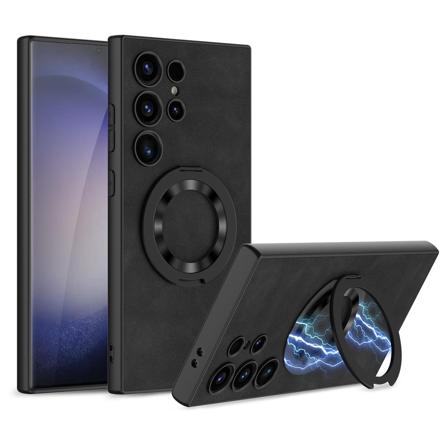 Samsung S24 Ultra Magnetic Stand Frosted Leather Phone Case: Fashionable and Protective S24