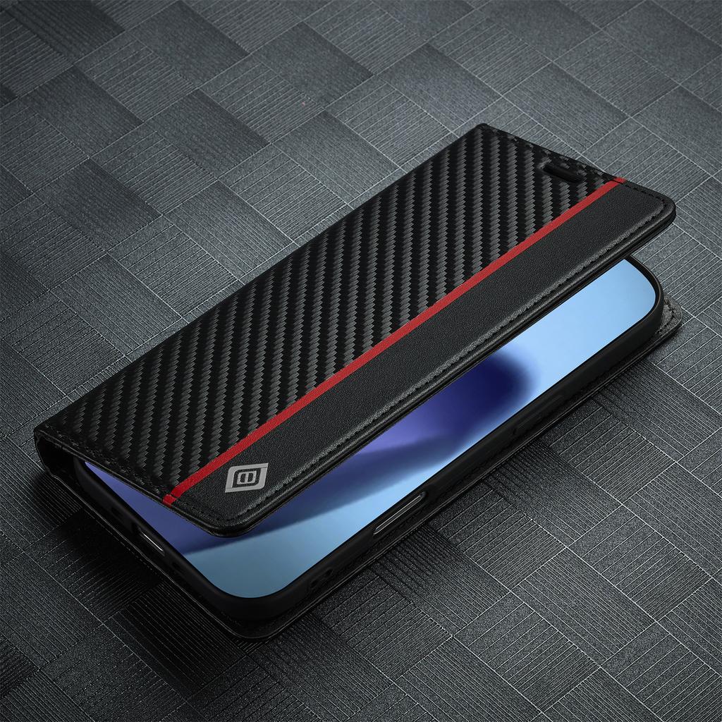 LC.IMEEKE For iPhone Air Wallet Case Carbon Fiber Texture Leather Phone Cover