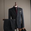 Premium British Two-Button Men's Three-Piece Suit: Solid Color, Western Style, Formal Business Wear