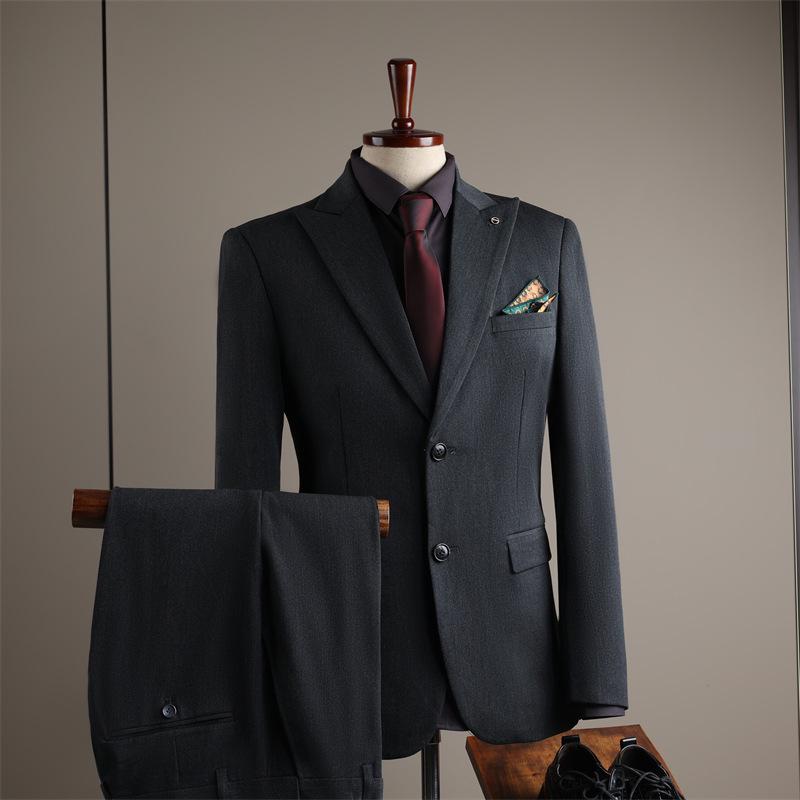 Premium British Two-Button Men's Three-Piece Suit: Solid Color, Western Style, Formal Business Wear