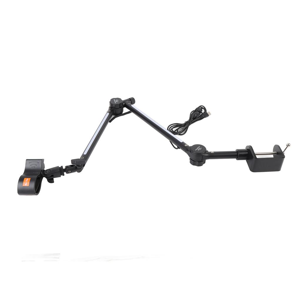 Desk Microphone Stand 360 Degree Adjustable Metal Boom Arm Mic Stand with RGB Light for Live Gaming