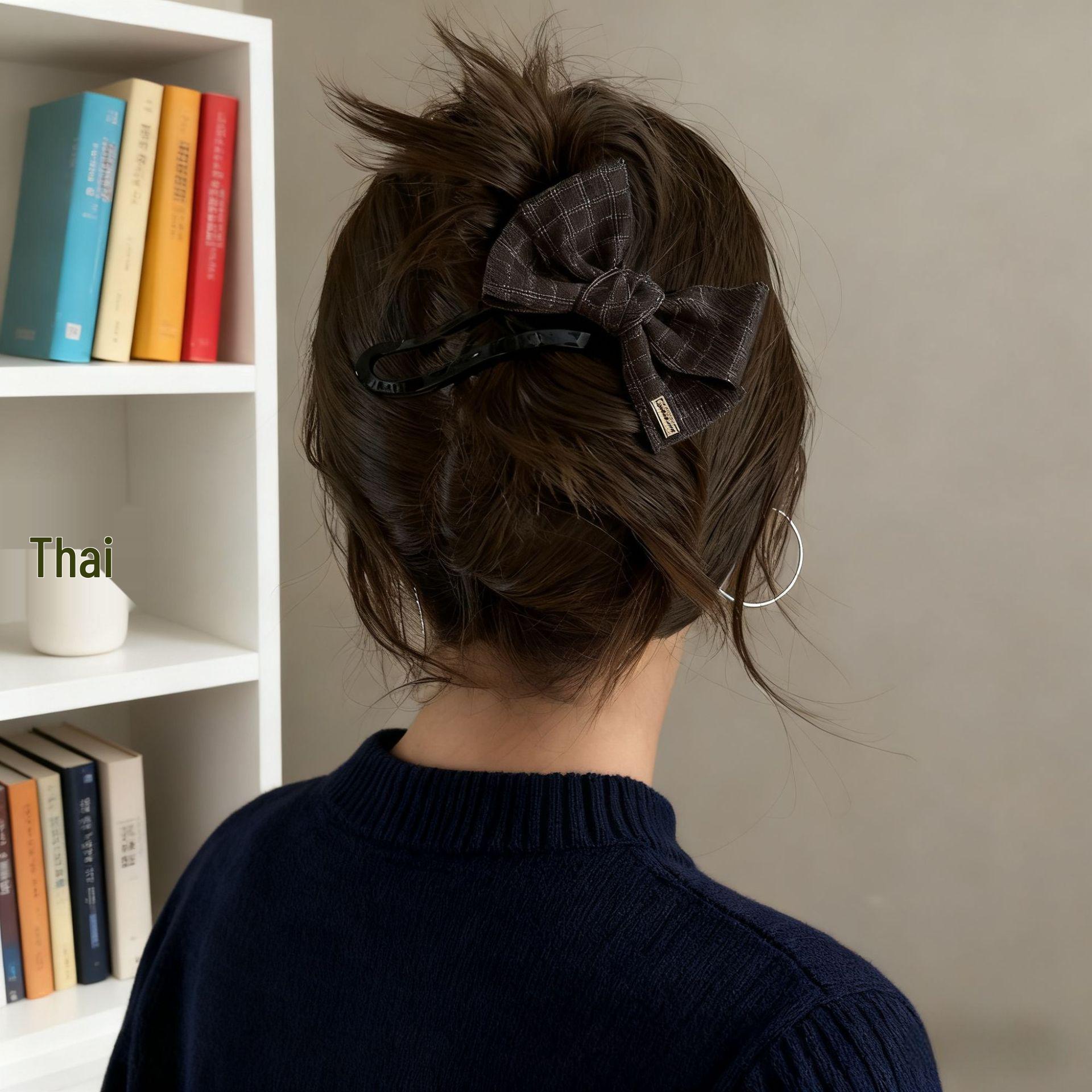 Korean Plaid Bow Duckbill Hair Clip for Women - 2025 High-End Style