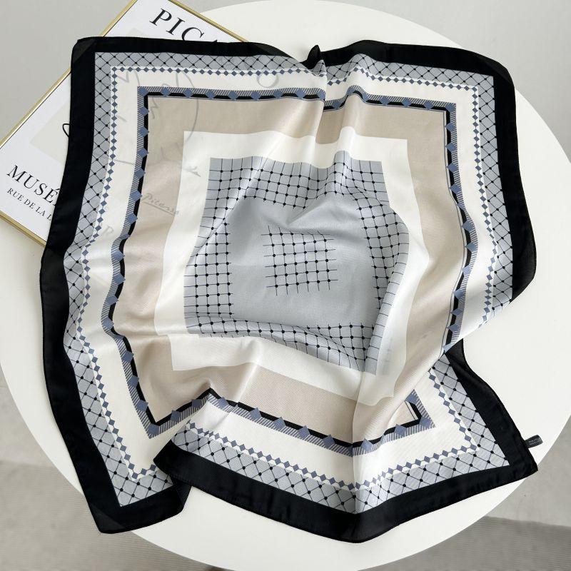 Dekorativer Seidenschal mit einfacher Textur für Damen im neuen Stil für Frühling und Herbst, Sommermode, vielseitiger Kopftuch, Arbeitsschal