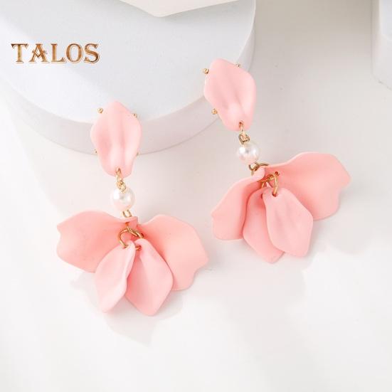 

1 пара разноцветных висячих серег с лепестками, декор из искусственного жемчуга, висячие серьги, женские серьги-гвоздики для пирсинга, ювелирные изделия, подарок