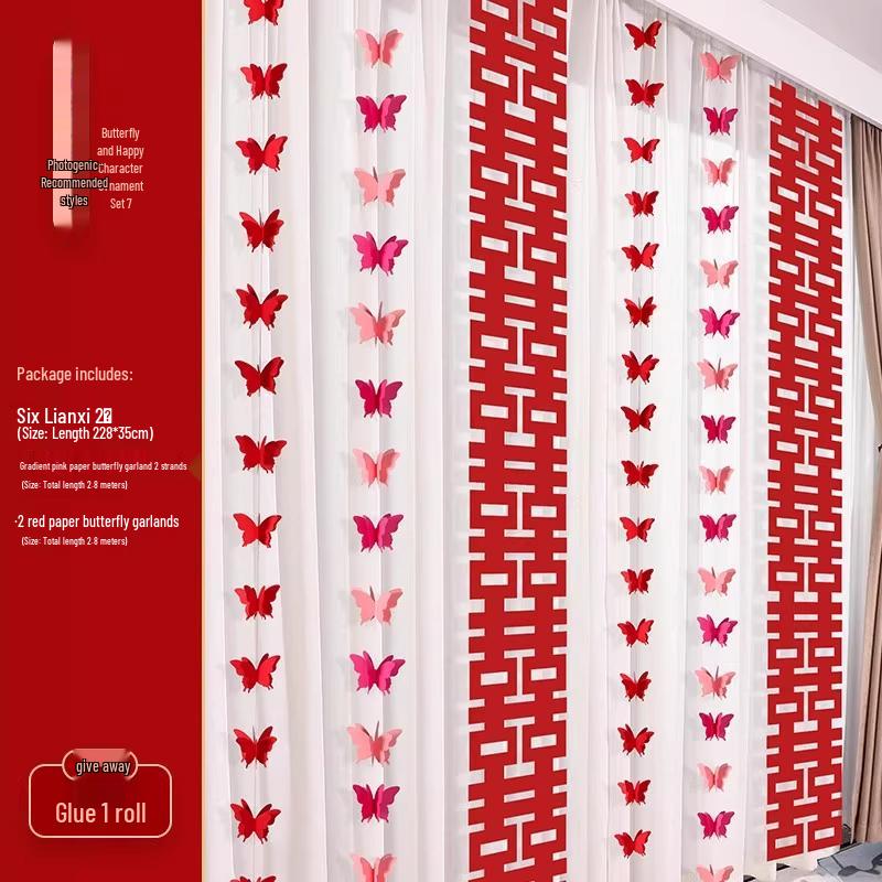 Complete Wedding Room Decoration Set: Non-Damaging Decor for Bride's Family Living Room and Bedroom