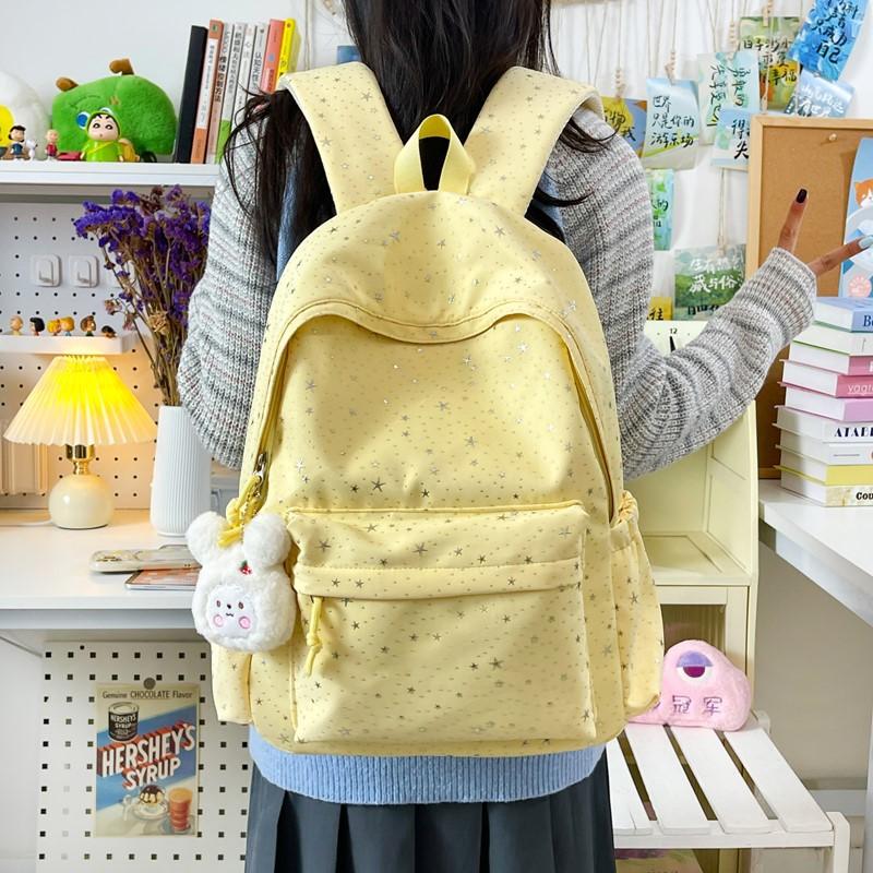 Schoolbag Japanese New 1011 Preppy Style Beautiful Girl Backpack, High Appearance Starry Soft Girl Schoolbag for Middle and High School Students