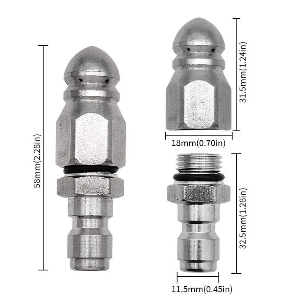 Silver Sewer Jetter Hose Nozzle Water Rat Head Rotating Nozzle High-pressure Nozzle  Home