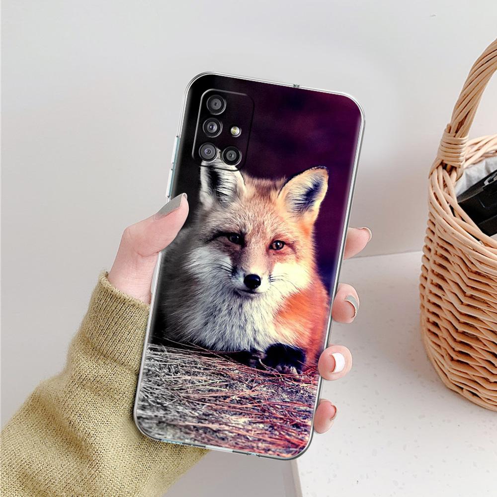 Cute cartoon animal fox Phone Case For Samsung Galaxy A51 A71 A21S A12 A11 A31 A41 A52 A32 5G A72 A01 A50 A70 Soft Clear Cover
