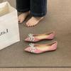 Fashion Flat Shoes for Women 2025 Spring and Autumn Diamond Butterfly New Pointed Shallow Mouth Plus Size Women's Shoes Ladies