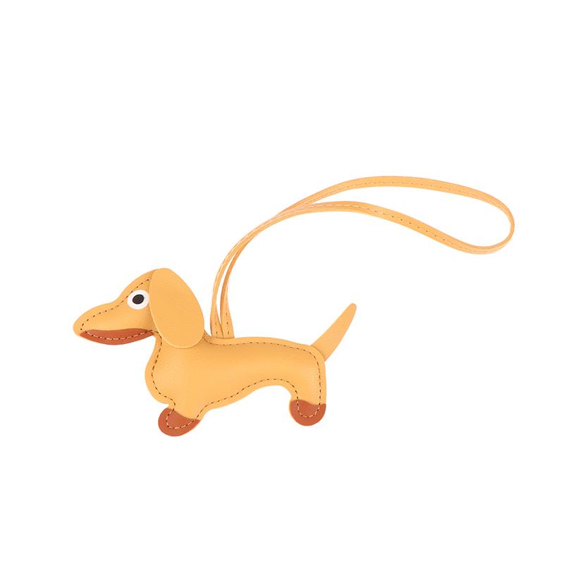1Pc Men'S Car Dachshund Keychain Pu Leather Dog Keychains  For Women